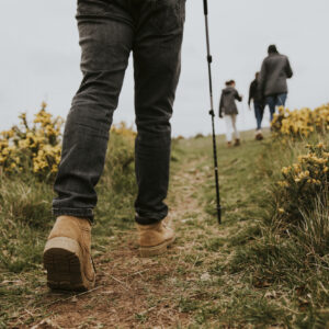 walkers hiking up hill